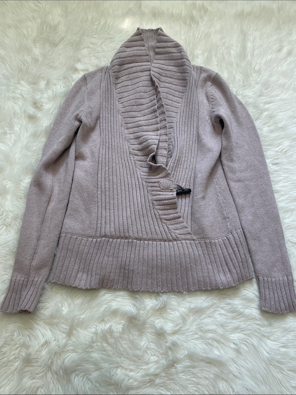 Vintage Banana Republic Factory Ribbed Shawl Collar Sweater Dusty Mauve Medium